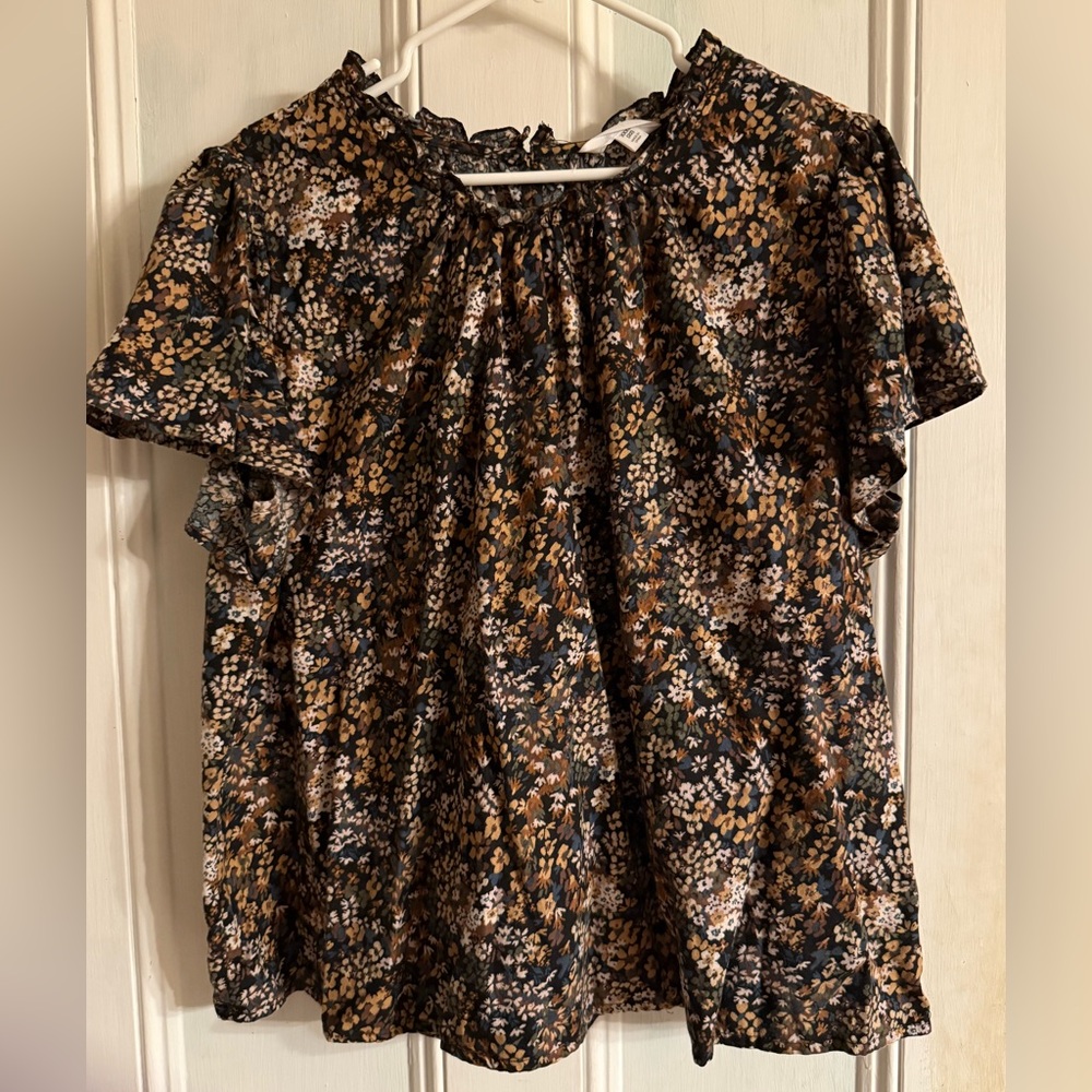 Time and Tru Black Floral Blouse